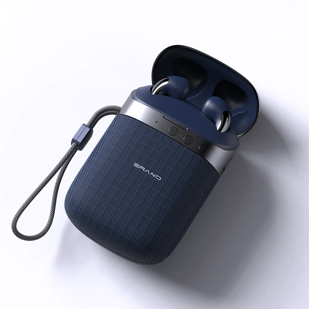 Stereo headphones with wireless charging case