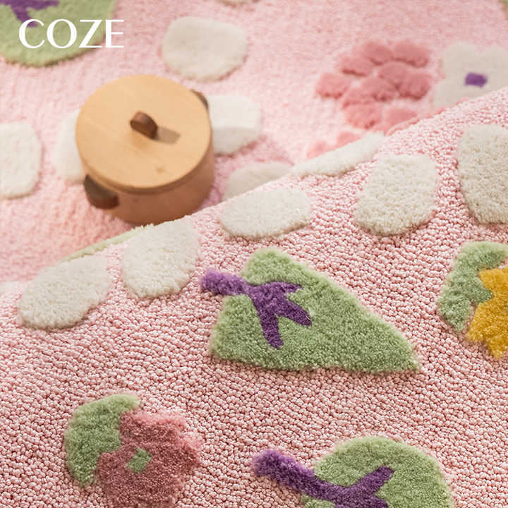 Handmade thick square rugs for princess kids rooms, reading area rugs.
