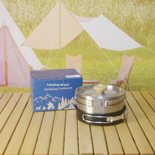 Portable Stainless Steel Camping Soup Pot Set
