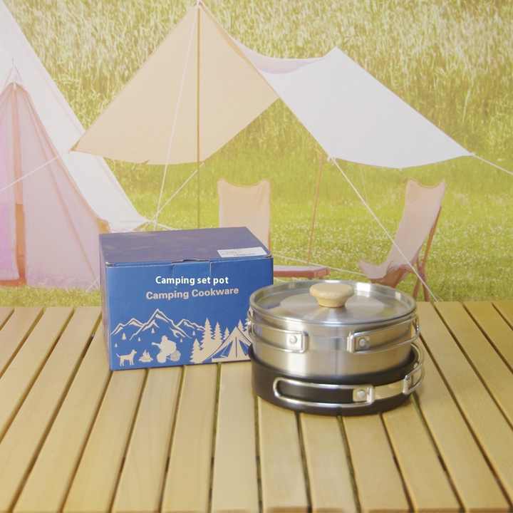 Portable Stainless Steel Camping Soup-مجموعة أواني حساء