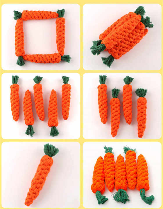 Factory Supply Carrot Cotton Rope Knot Toys for Dogs.