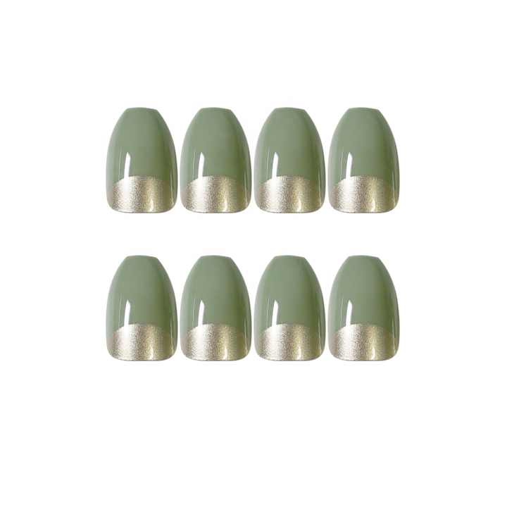 Short Matcha Green False Nails, 24 Pieces - Nails
