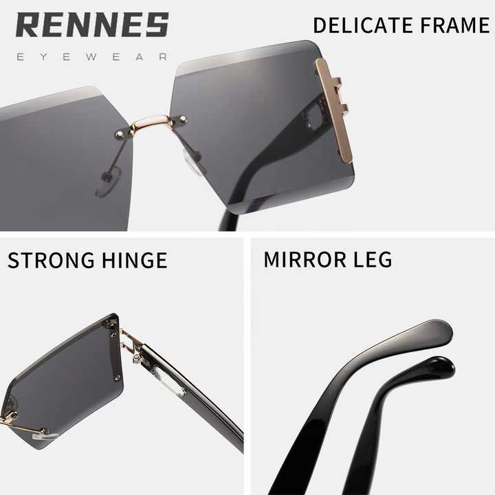 Sunglasses Fashion Black and Green Gradient Sunglasses Men's Glasses - نظارات شمسية نسائية فاخرة مربعة