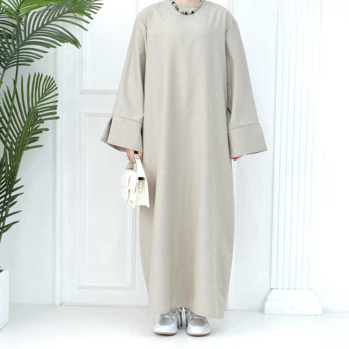 Modest Abaya Simple Linen Closed Abaya Muslim Dress