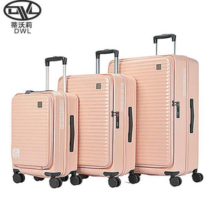 Lightweight, versatile, hardshell, 20", 24", and 26" wholesale carry-on luggageحقيبة خفيفة الوزن من الكمبيوتر الوردي المعتمد من TSA بإغلاق مزدوج وقابلة للتوسيع 3 في 1 مع جيب أمامي مفتوح