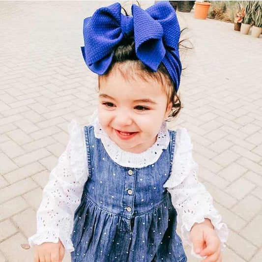 Soft Nylon Flower Hair Accessories with Warm Bow - Newborn Baby Hair