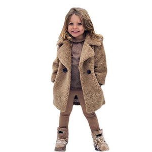  Warm Clothing Kids Girl Lapel Overcoat-ملابس شتوية
