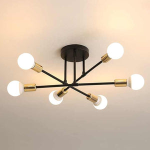 مصباح سقف بسيط عتيق بستة رؤوس مصباح . Simple antique six-head ceiling lamp molecular