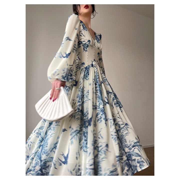 Women's Long Puff Sleeve Dress