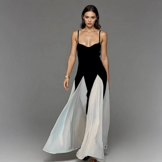 فستان نسائي أسود وابيض