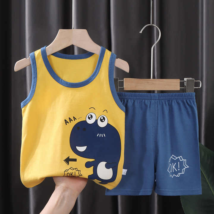 طقم صدرية للأطفال صيفية قطنية جديدة، طقم . New Summer Cotton Baby Vest Set, Baby Clothes Set