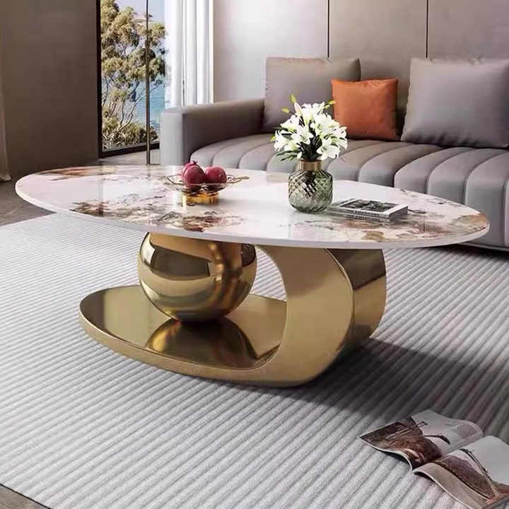 Modern Luxury Mobile Small Round Simple Metal Center Coffee Tables for Living Room Bedroom