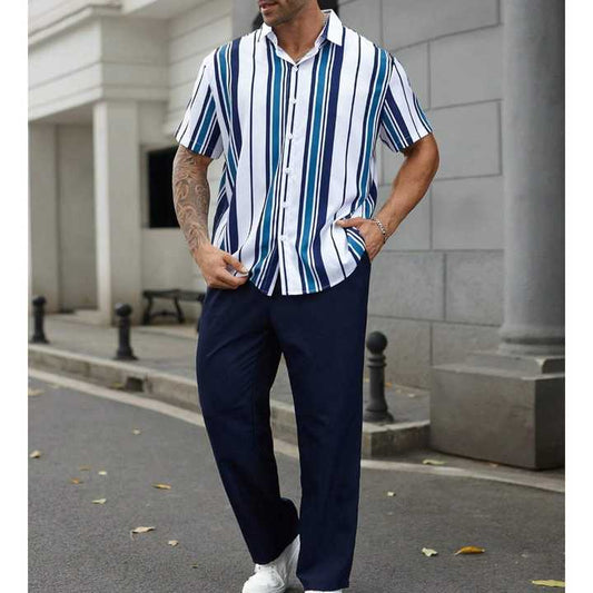 تيشيرت رجالي مخطط بأكمام