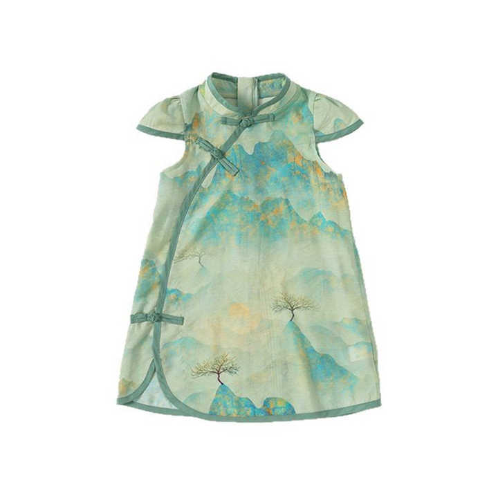 Chinese Style Little Girl Sleeveless Dress-فستان صيني