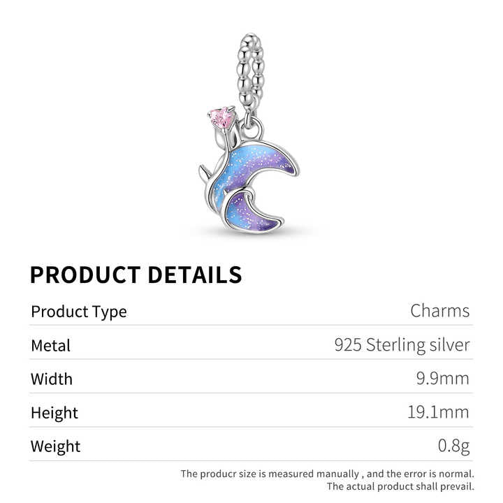Bracelet Charm Necklace Jewelr- قلادة على شكل زهور وقمر