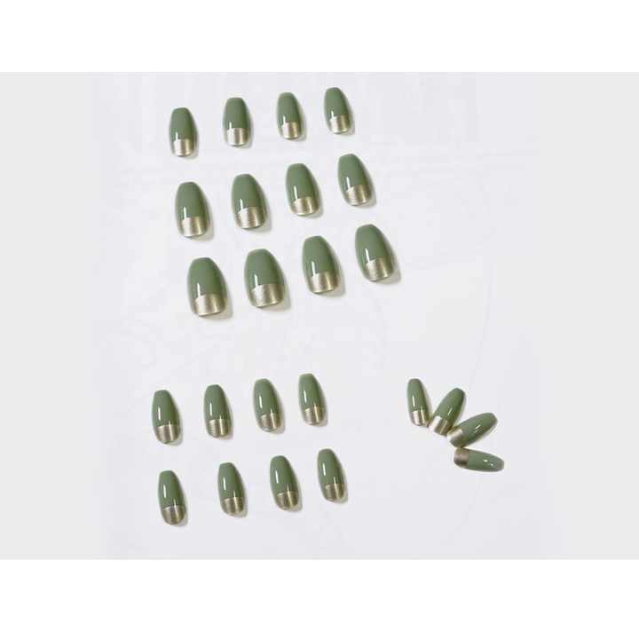 Short Matcha Green False Nails, 24 Pieces - Nails