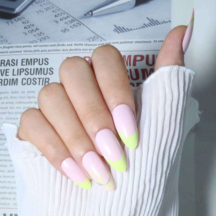 Almond-shaped artificial nails - French Tips Press On Nails