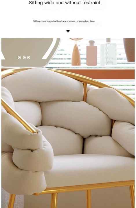 Velvet leisure chair with gold legs with upholstered makeup for living room and bedroom