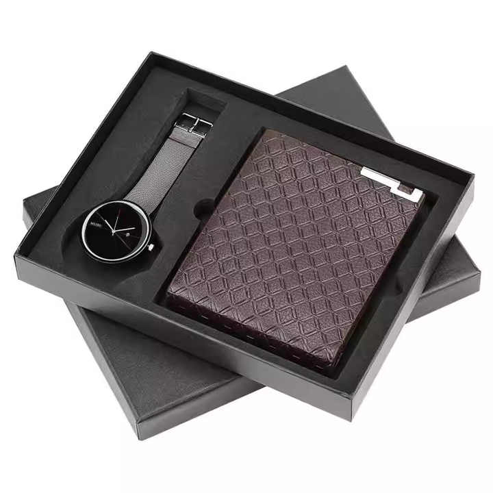 مجموعة محفظة ساعة تعبئة رائعة للرجال مخصصة هدية عيد الأب Exquisite Men's Watch Packing Wallet Set Personalized Father's Day Gift