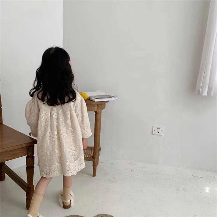 Girls' Dresses Autumn Kids Lapel Lace- بنات خريف جديد للأطفال