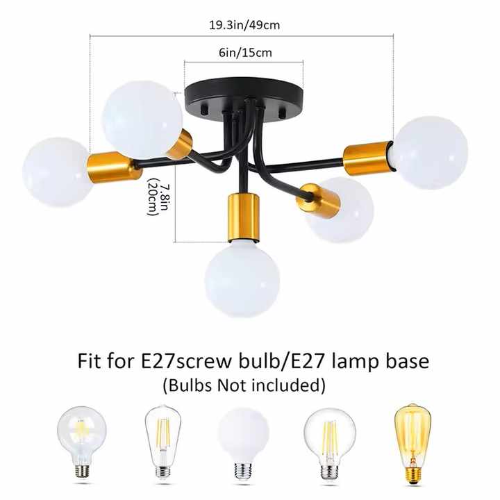 Modern Nordic Pentagram Chandelier Indoor Metal Gold