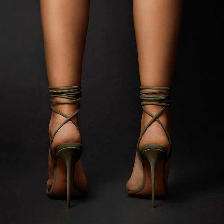 high heel with fabric strap