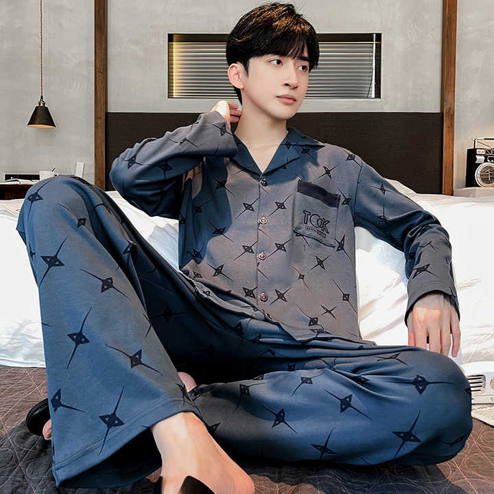 Spring and autumn men's cotton night suit jacket.