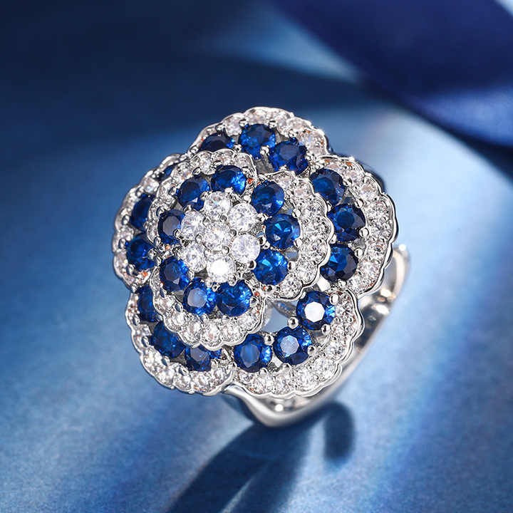 مجموعة مجوهرات زفاف فاخرة من حجر السبينيل - Luxury Blue Spinel Stone Bridal Wedding Fine Jewelry Set