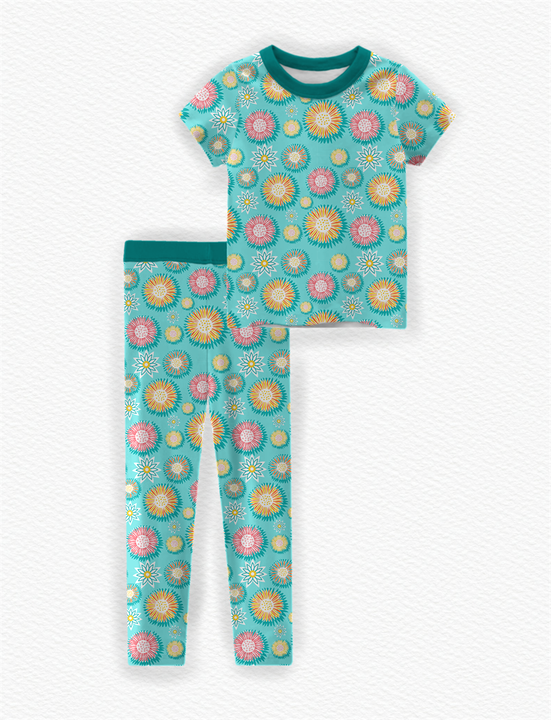 Top Quality Factory Bamboo Pajama Set for Kids Girls Boys Short Sleeve and Pants Soft Breathable Pajamas Custom Print