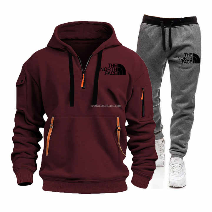 مجموعة الخريف/الشتاء من القطيفة للرجال الرائجة . Men's trendy autumn/winter velvet set with multi-pocket