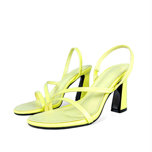 صنادل نسائية بكعب عالٍ من الجلد - Women's High Heel Leather Sandals