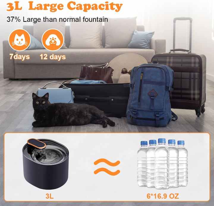 Animal Water Dispenser 102 Ultra Quiet Automatic Cat Drinking Fountains Cat Water Fountain with Replacement Filters - Bowls & Feeders