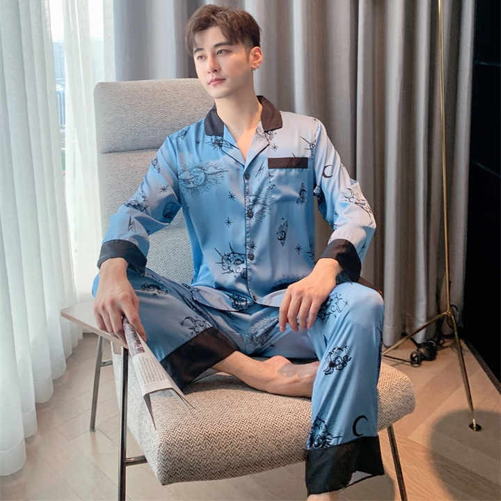 Autumn Men's Ice Silk Luxury Long Sleeve Clothing