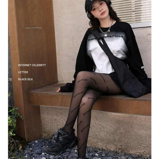 Socks Women's Cute Love Circle Pattern Custom Jacquard Design Sheer Tights