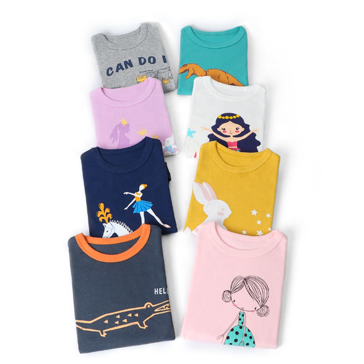 Little Girls Sleepwear Set Colorful Printed Cotton Slim Fit Sleepwear Set