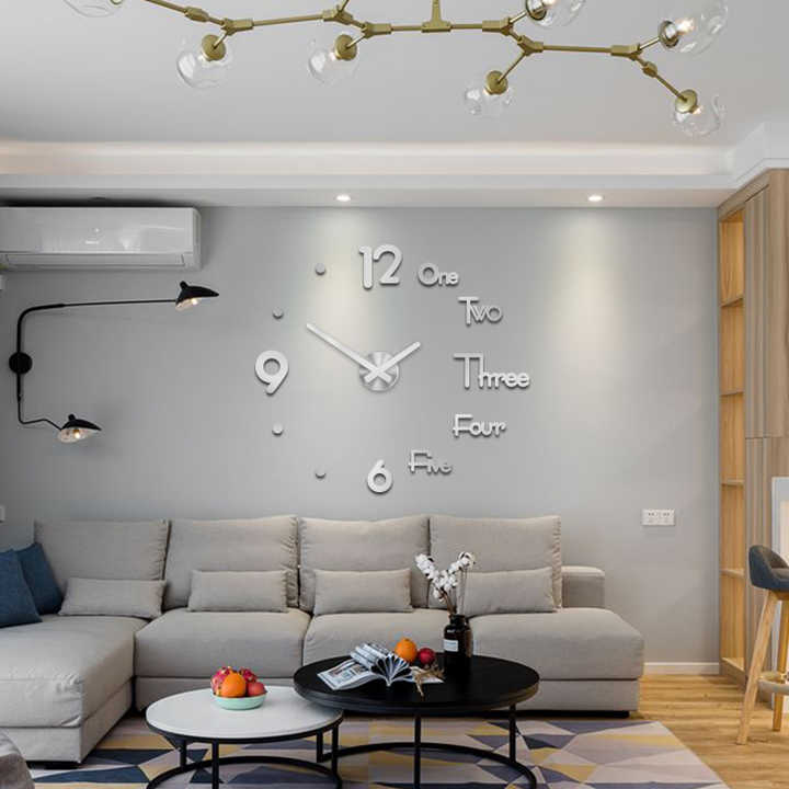 Large Frameless Wall Clock Modern Design Home Decor