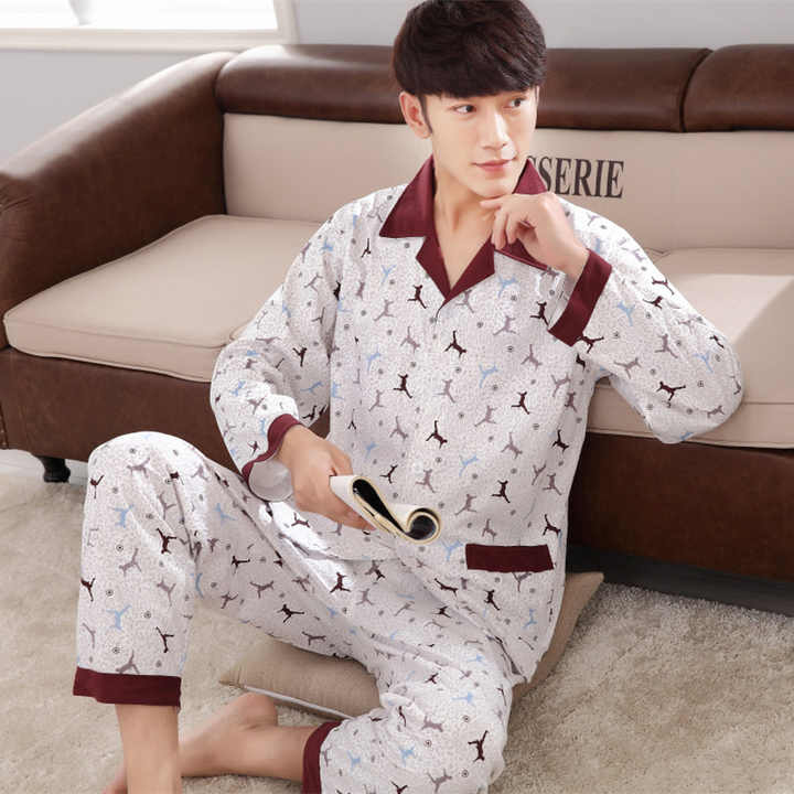 Winter Long Sleeve Pajamas Homewear Men's Pajama Sets.