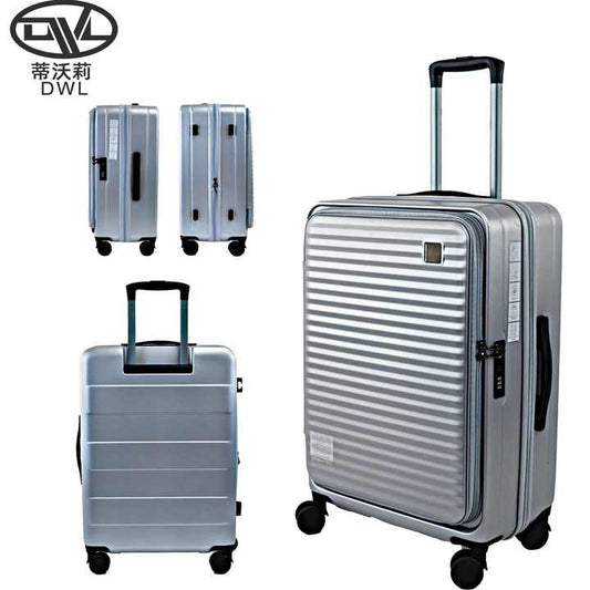 Lightweight, versatile, hardshell, 20", 24", and 26" wholesale carry-on luggage TSA-approved pink lightweight computer bag with double zipper and expandable 3-in-1 front open pocket