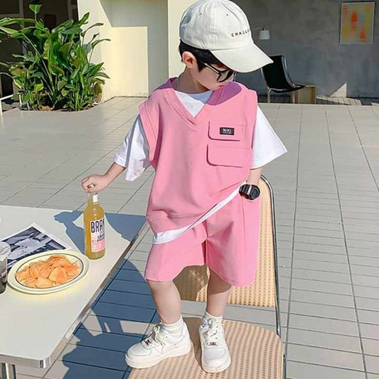 شورت اولاد جودة عالية الصيف الأولاد سترة قصيرة الأكمام والسراويل