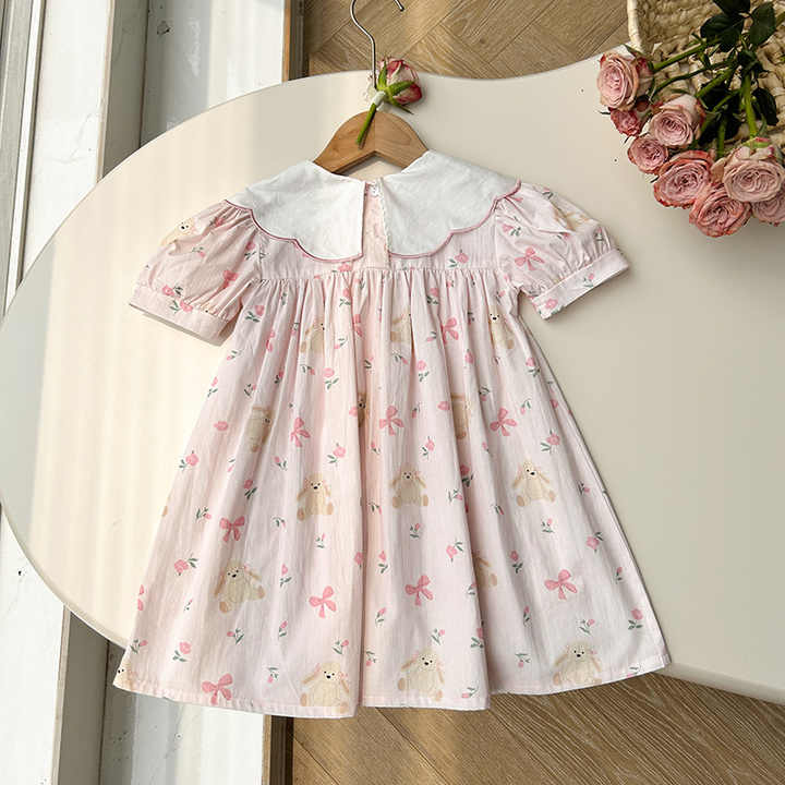 Private Label Embroidered Cotton -فستان بناتي صيفي