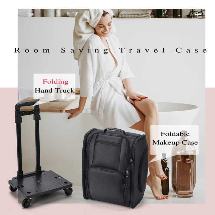 New Design Side Open Wheeled Makeup Bag