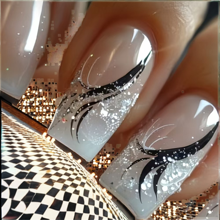  Short Ballerina Press-On False Nails with-أظافر صناعية قصيرة