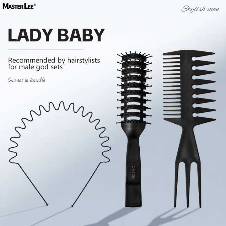3pcs Black Hair Styling Set-barber Hair .