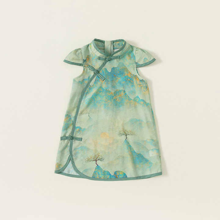 Chinese Style Little Girl Sleeveless Dress-فستان صيني