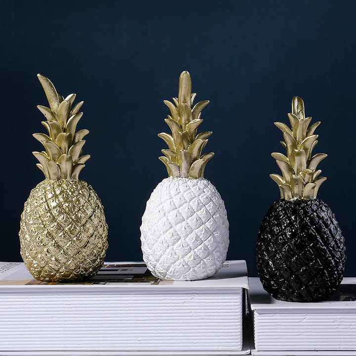, Creative Living Room Decor, TV Cabinet, Soft Decor, Pineapple Letterديكور على شكل أناناس من Nordic INS, ديكور على شكل أناناس باللون الأسود الذهبي ، ديكور إبداعي لغرف المعيشة ، خزانة تلفزيون ، ديكور ناعم ، حرف الأناناس