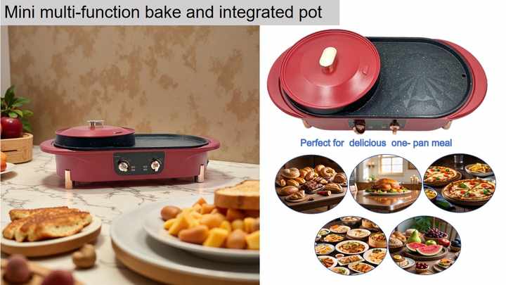 Indoor electric grill and frying pans