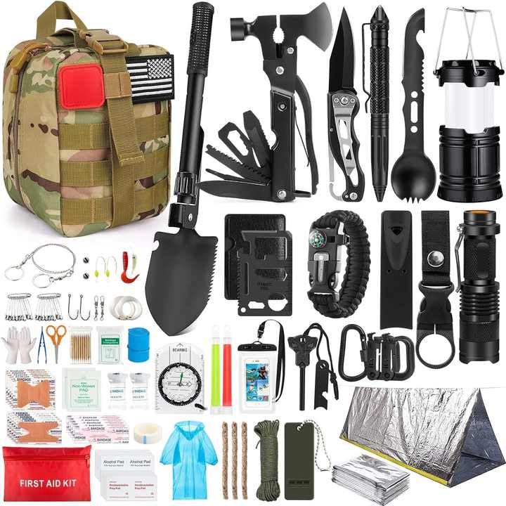 Complete set of emergency tools for disaster relief.