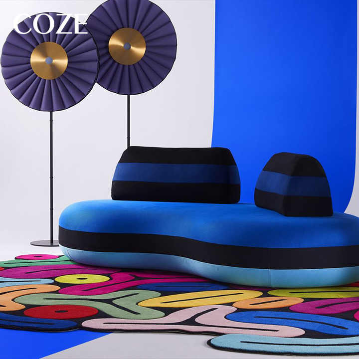 Special Shaped Cubo Rug Made of Nordic Wool with Color Contrast Upscale Rug for Living Room Sofa