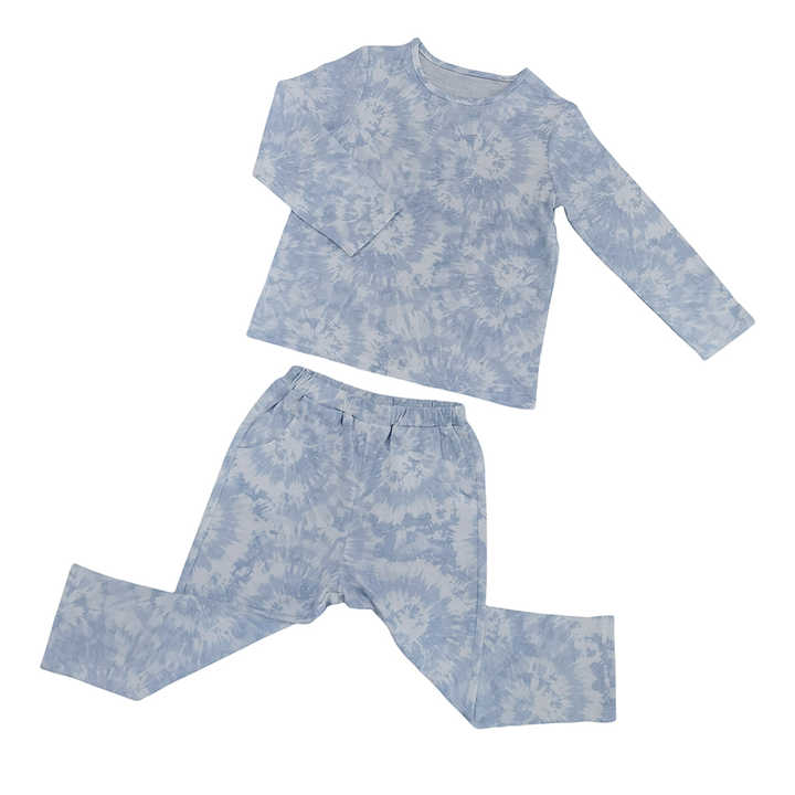 Custom Summer Toddler Soft Homewear Set with Faux Tie Dye Print for Girls