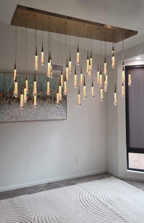 Modern rectangular glass chandelier